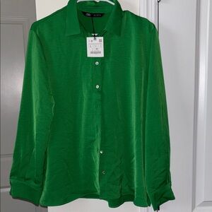 Zara Vibrant Green Collared Shirt